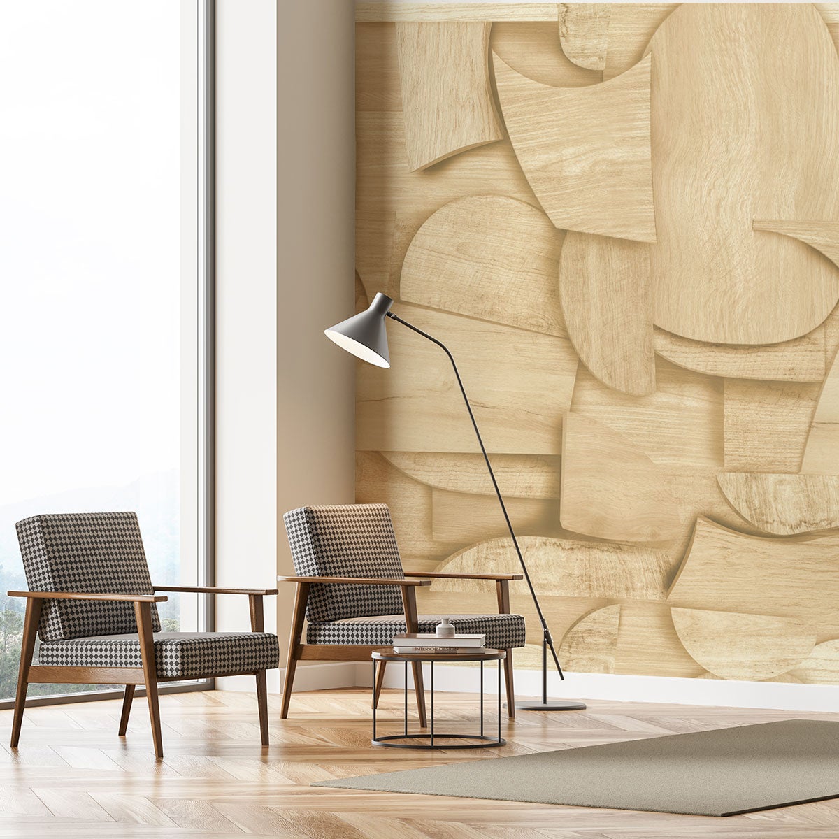 Carta da parati panoramica legno 3D - 5