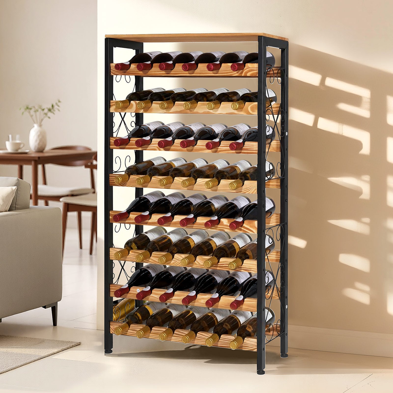 Botellero VEVOR independiente con capacidad para 48 botellas, botellero de 8 niveles, botellero estable, pies ajustables, despensa de cocina - 8
