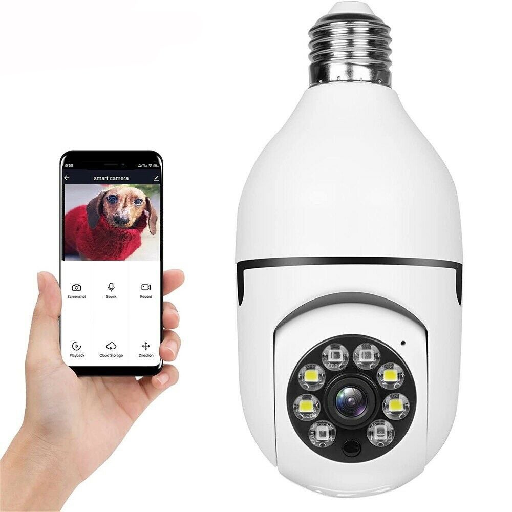 Kamera zewnętrzna Wi-Fi 360 stopni z funkcją widzenia w nocy, dwukierunkowym dźwiękiem i detekcją ruchu, pasmo pojedyncze 2,4 GHz, 1 opakowanie