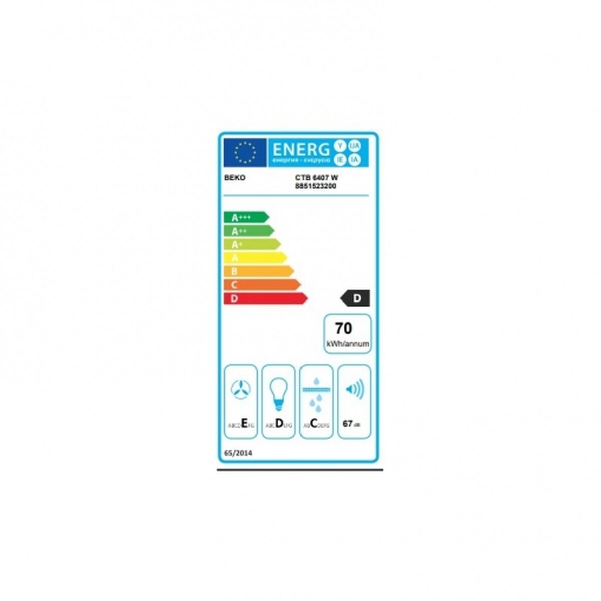 Hotte standard BEKO CTB6407 280 m3/h Blanc - 2