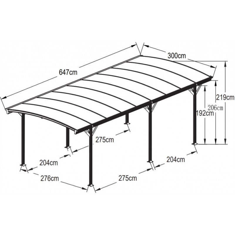 X-Metal Carport autoportant aluminium polycarbonate 19,41m² anthracite 6mm - 5