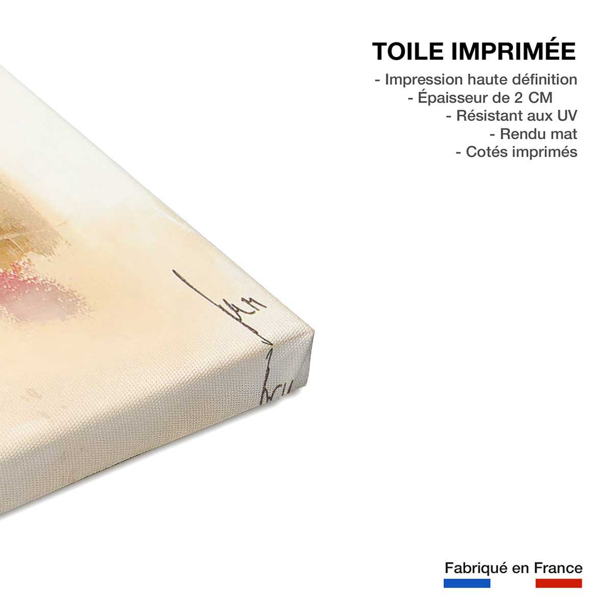 Tableau les visages, Tableau impression abstraite colorée sur fond beige, 50x50cm - 3