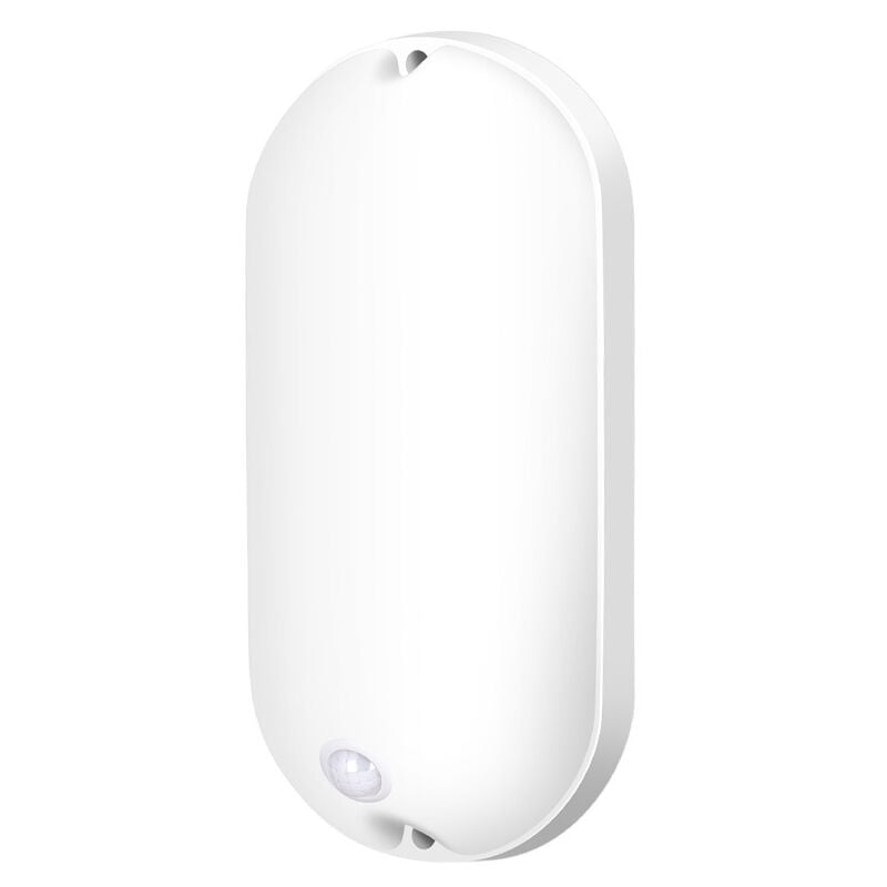 Owalna lampa sufitowa LED, 20 W, z czujnikiem ruchu, do stosowania wewnątrz i na zewnątrz - biała