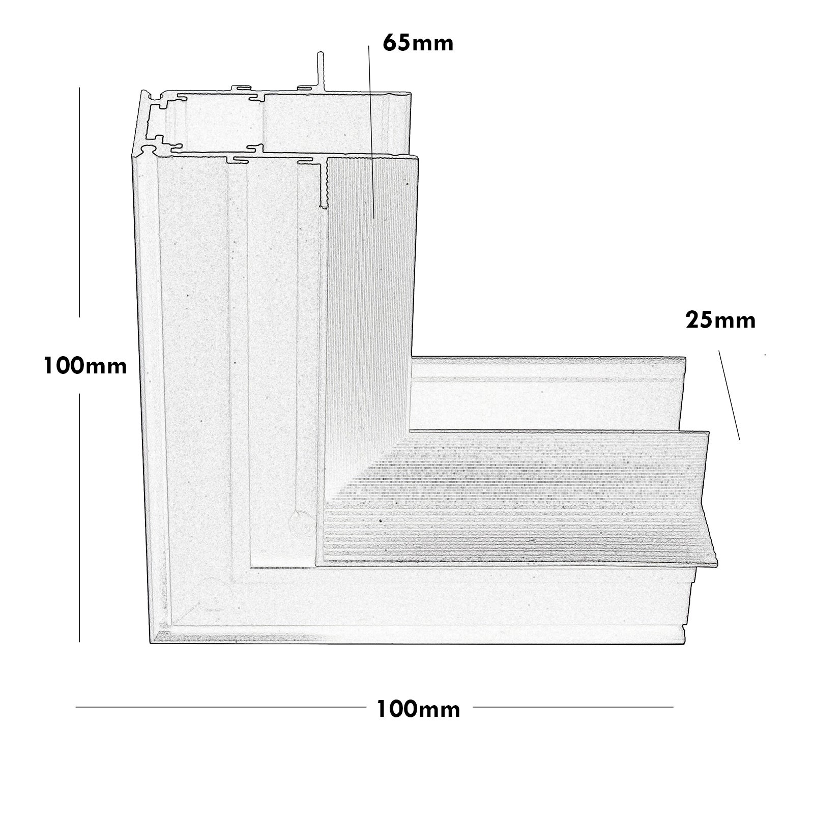Connecteur d'angle encastré rail horizontal magnétique L-joint 48V - 3