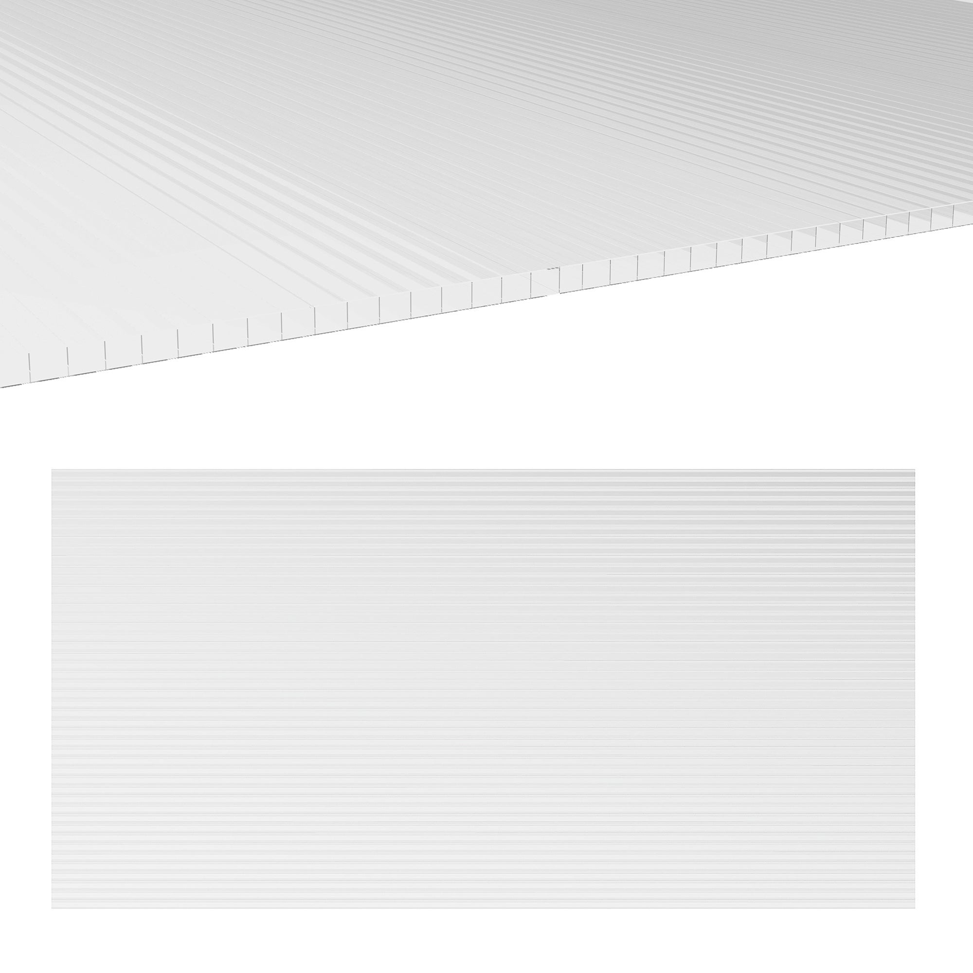 Lot de 10 plaques alvéolaires en polycarbonate, 120 x 60 cm, anti-UV, découpables, pour serres, auvents et toitures. - 2