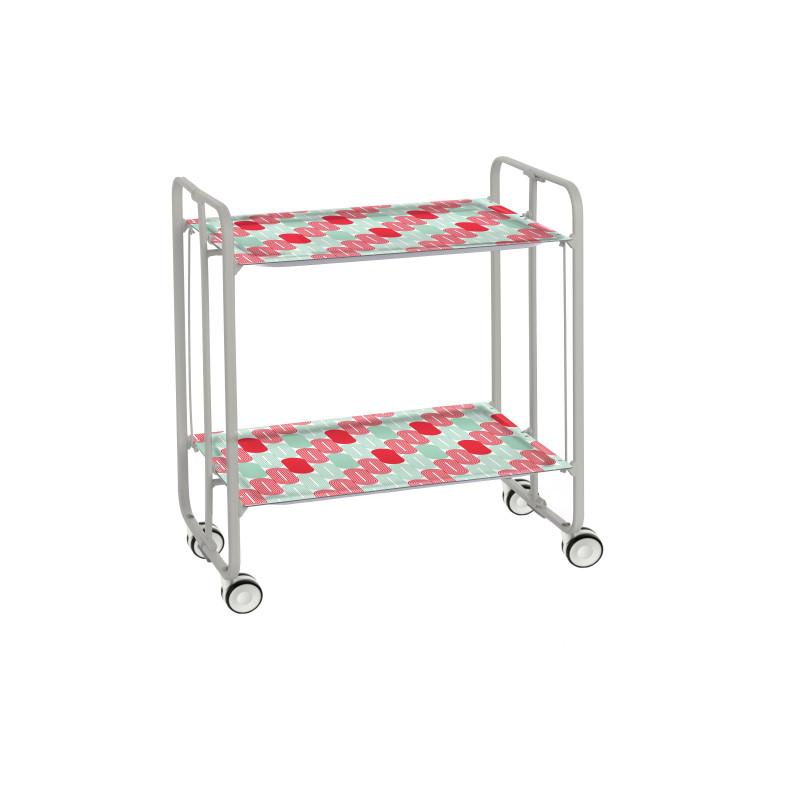 Don hierro - carrito auxiliar plegable bauhaus con ruedas – armazón metálico gris, 2 niveles, 4 posiciones ajustables-