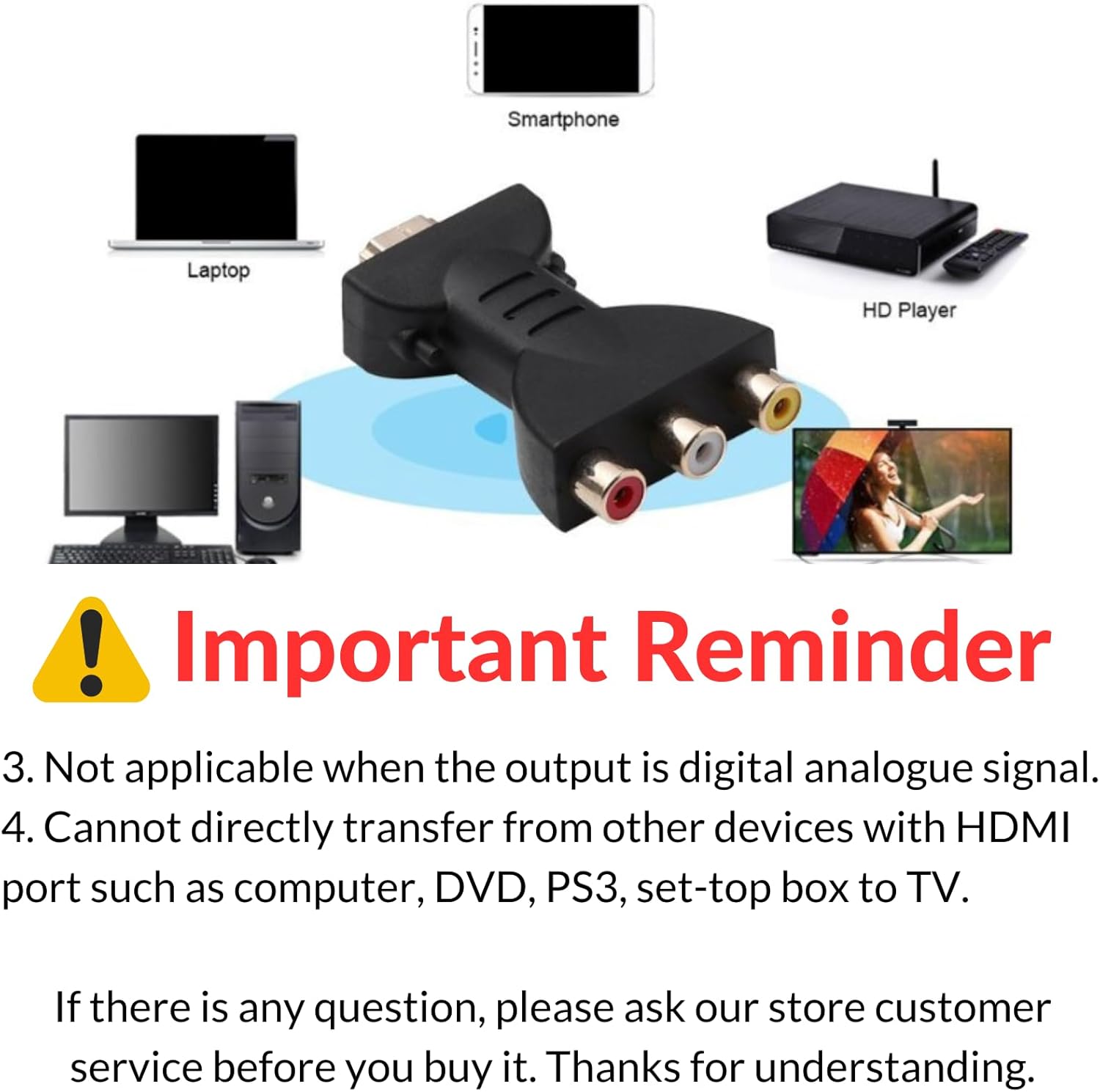 Adaptateur RCA vers HDMI 1080P – Convertisseur Audio Vidéo HDMI vers AV/RVB, Synchronisation Facile et Haute Définition - 3