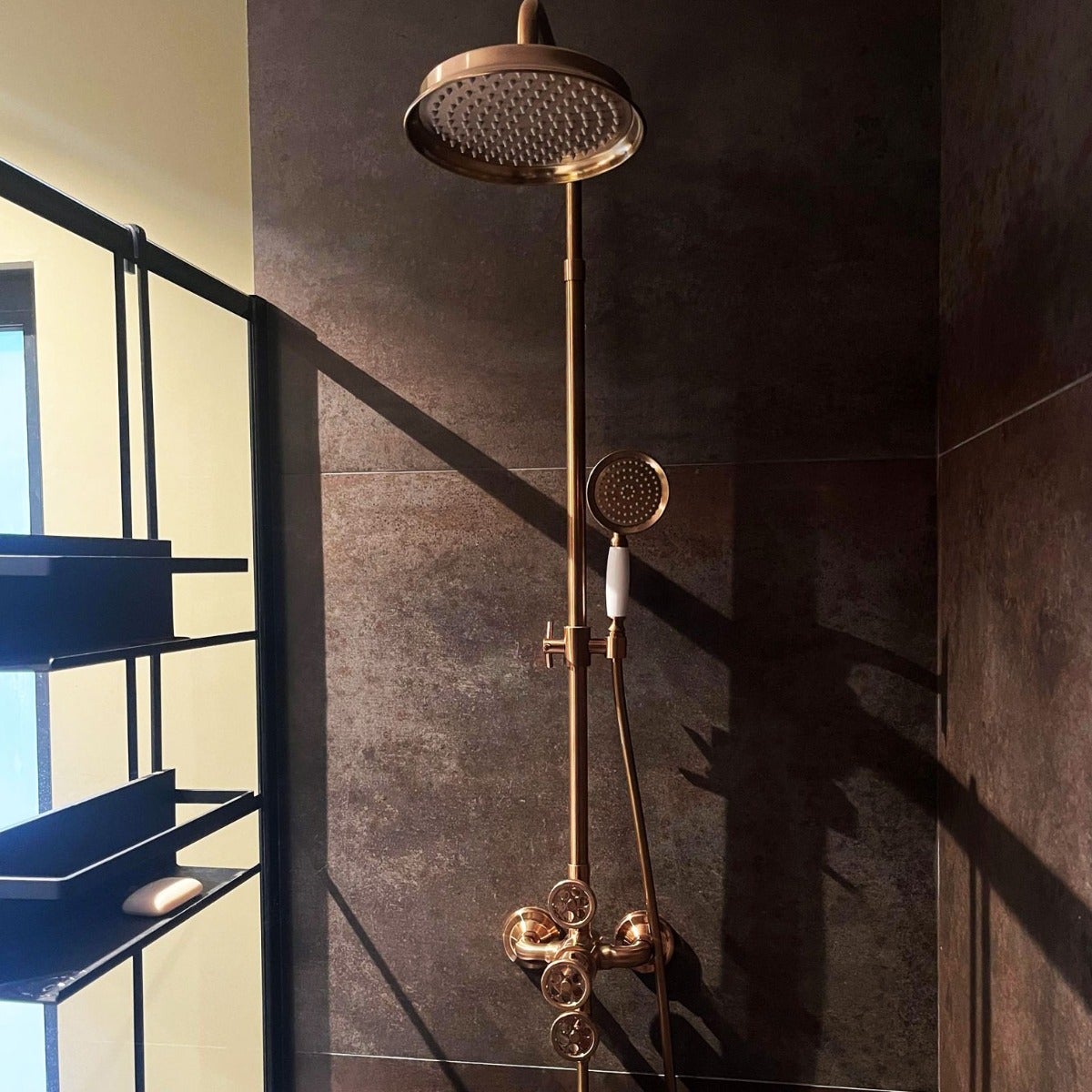 Indus coluna de duche termostática em cobre escovado - 2