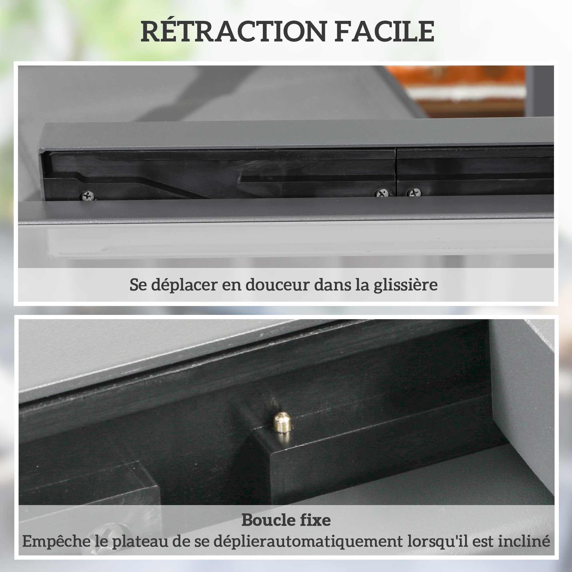 Table de jardin extensible rectangulaire en Aluminium Gris 6 places - 5