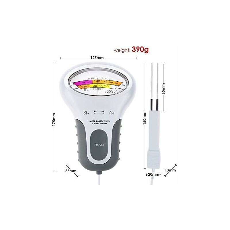 Qualité Eau Testeur,Portable Numérique Moniteur,Ph Eau Testeur Analyse Chlore Piscine Kit Test - 2