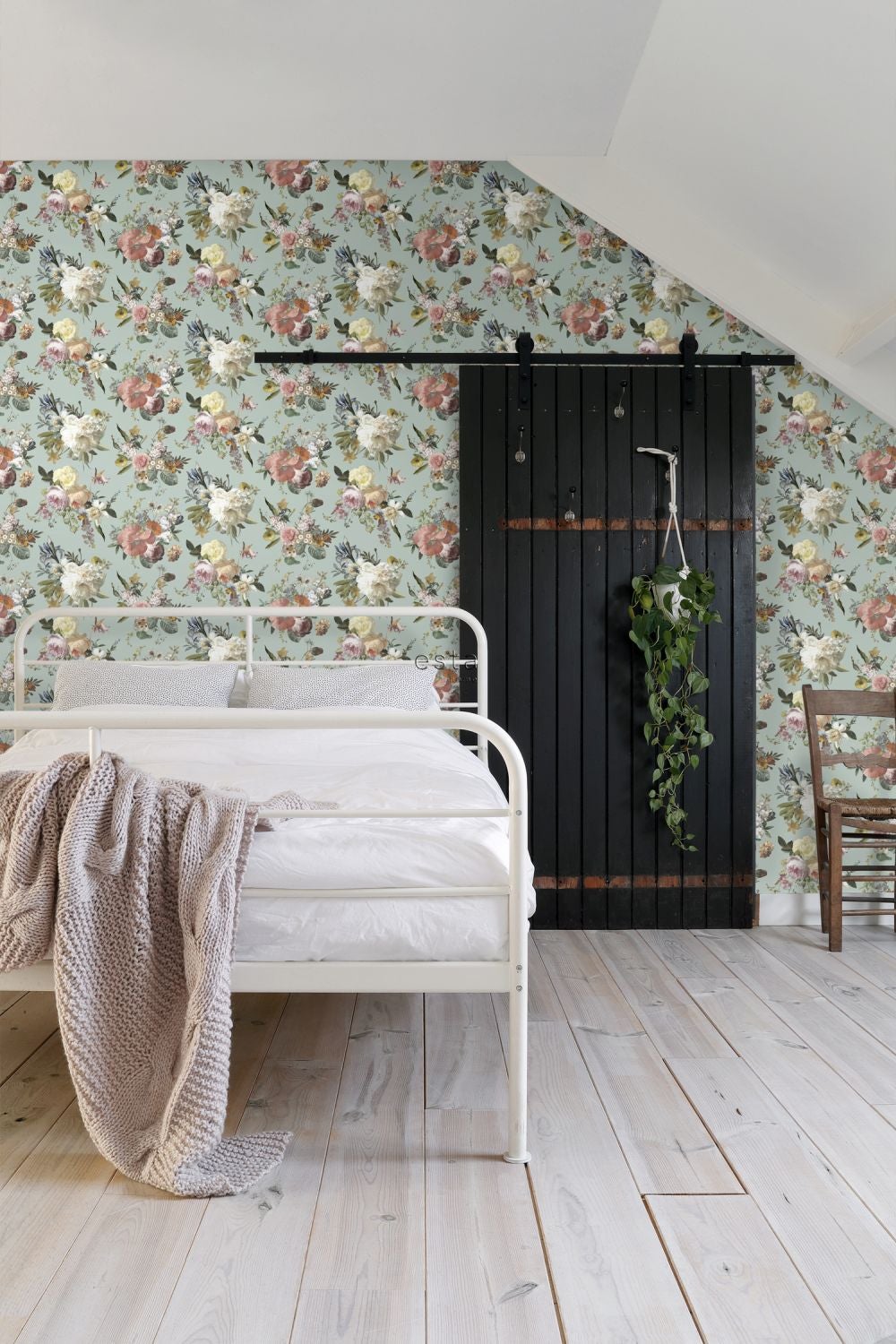 Papier peint fleurs vintage vert grisé - 53 cm x 10.05 m - ESTAhome - 5