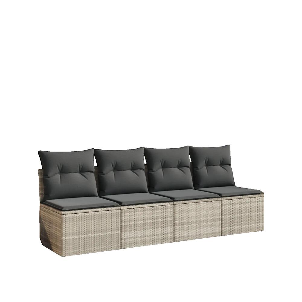 Sofa ogrodowy vidaXL Modułowy 4-osobowy szary żywica pleciona