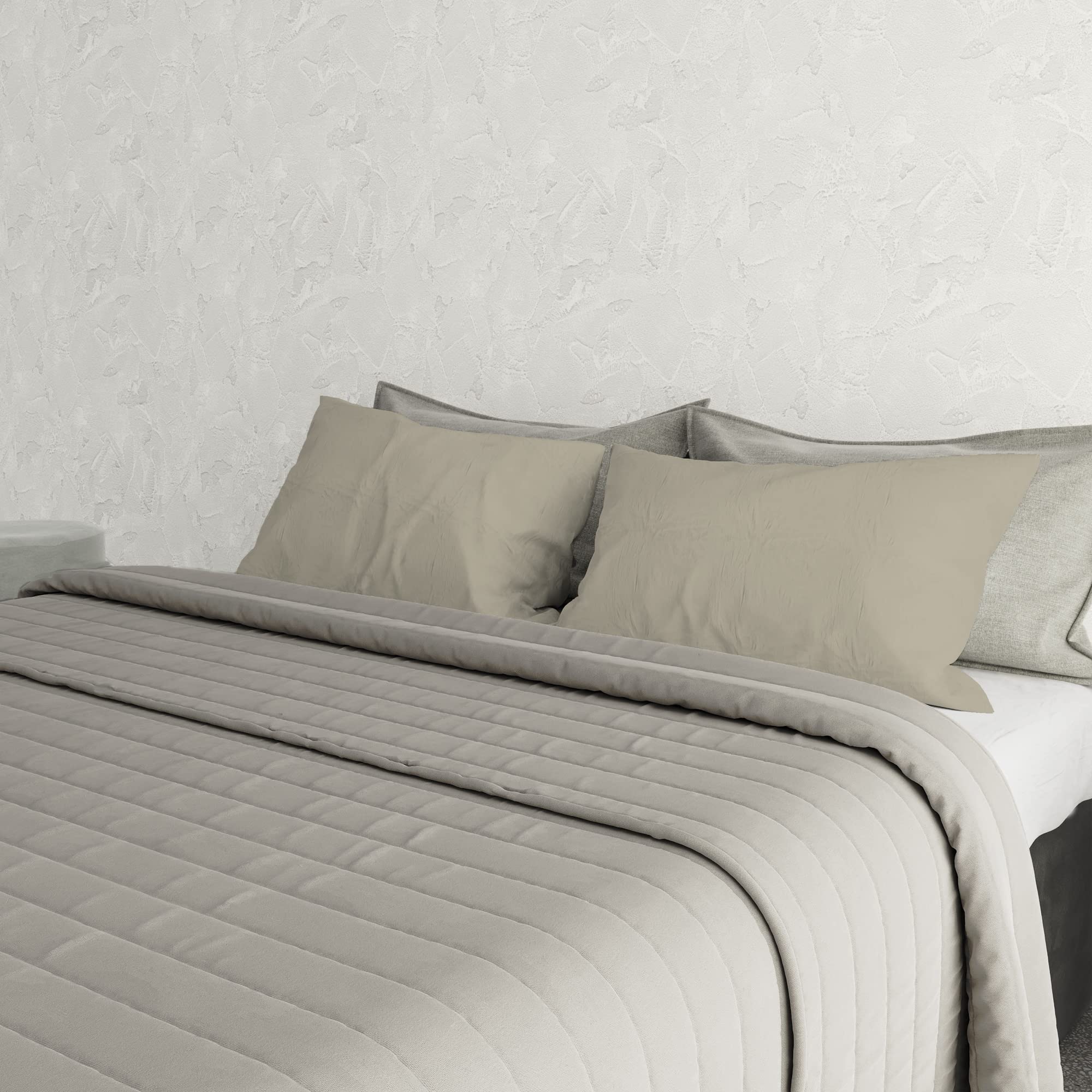 COPPIA FEDERE MAX COLOR, 100% COTONE, MADE IN ITALY, 52X82CM, TORTORA - 2