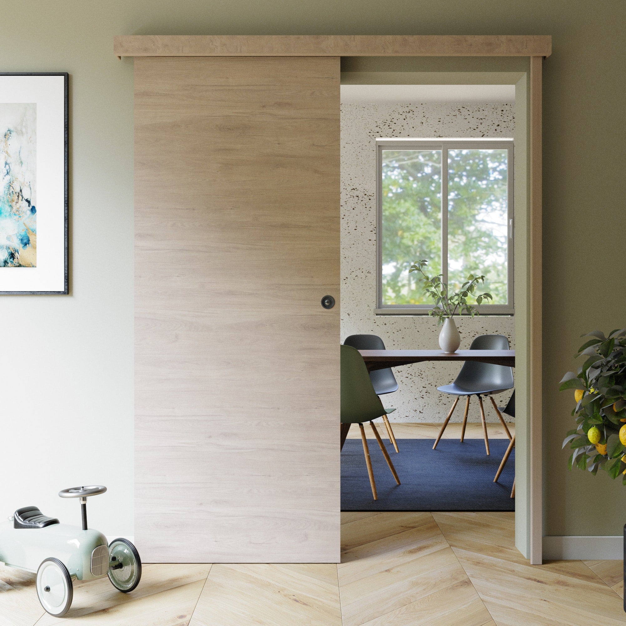 Porte Coulissante avec Rail + Serrure - Denver 83 cm - 3