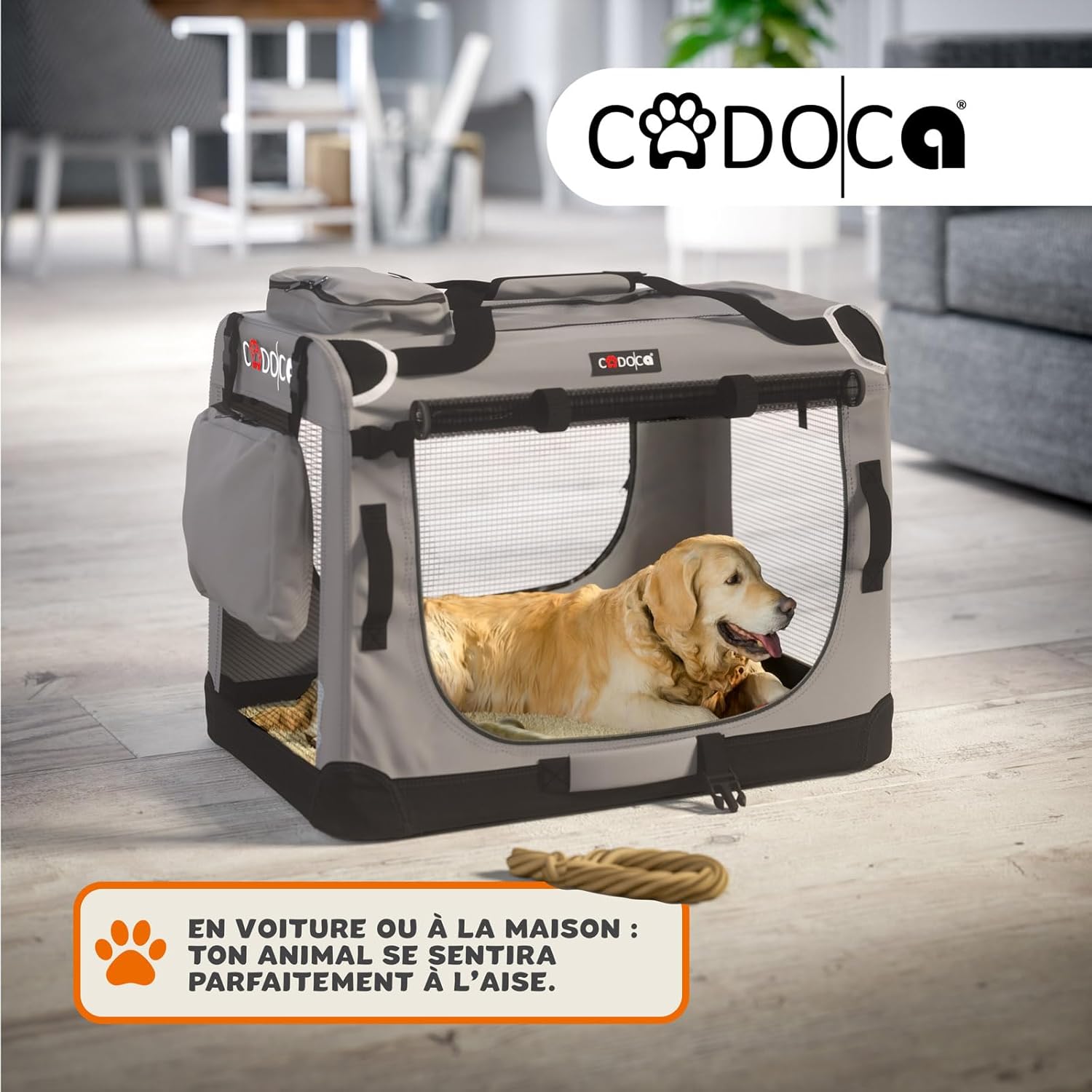 Porta-cães em tecido cinzento S 50x34x36cm - 3