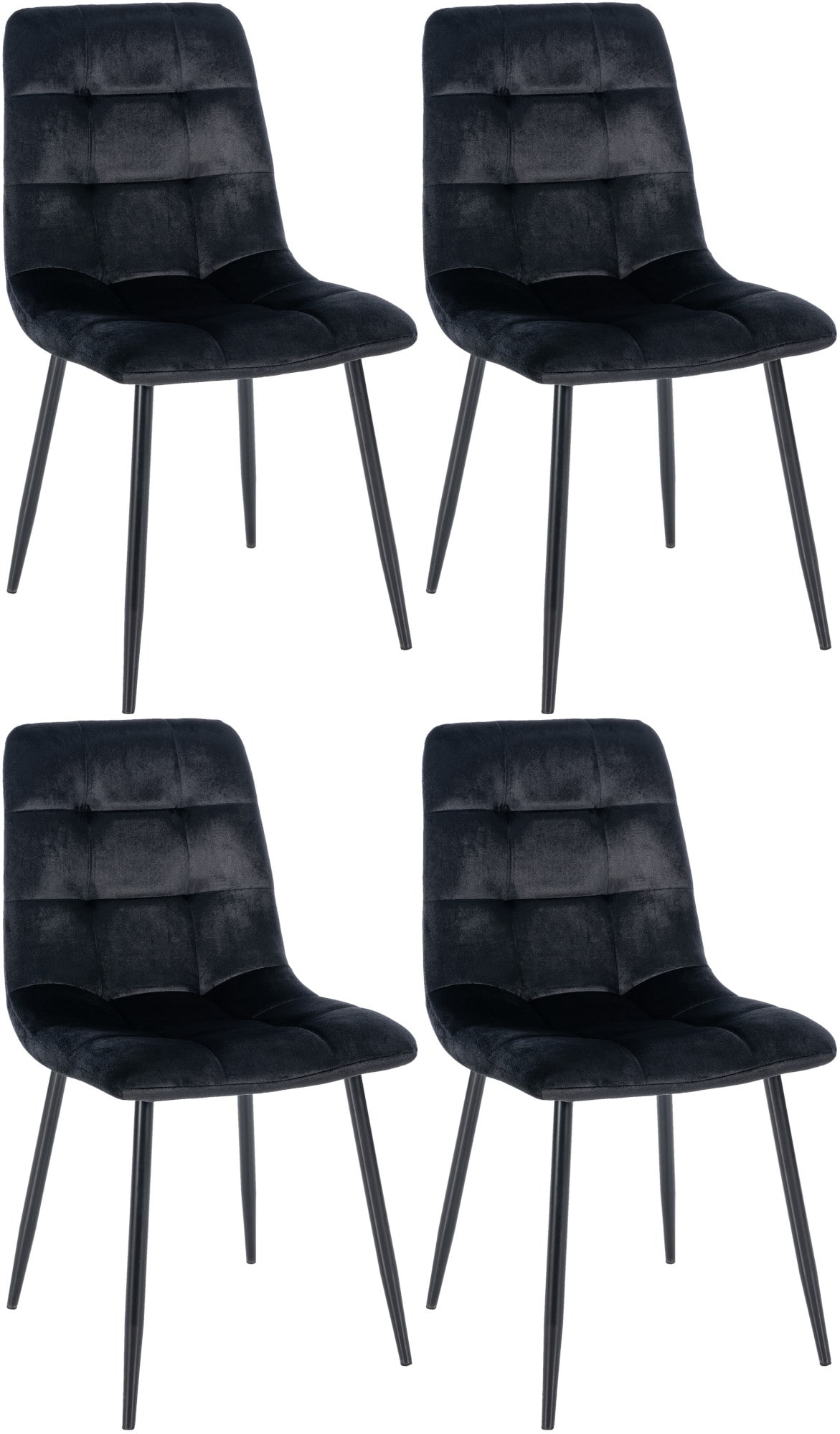 Lot de 4 chaises ALVARO pour salle à manger ou cuisine avec 4 pieds en