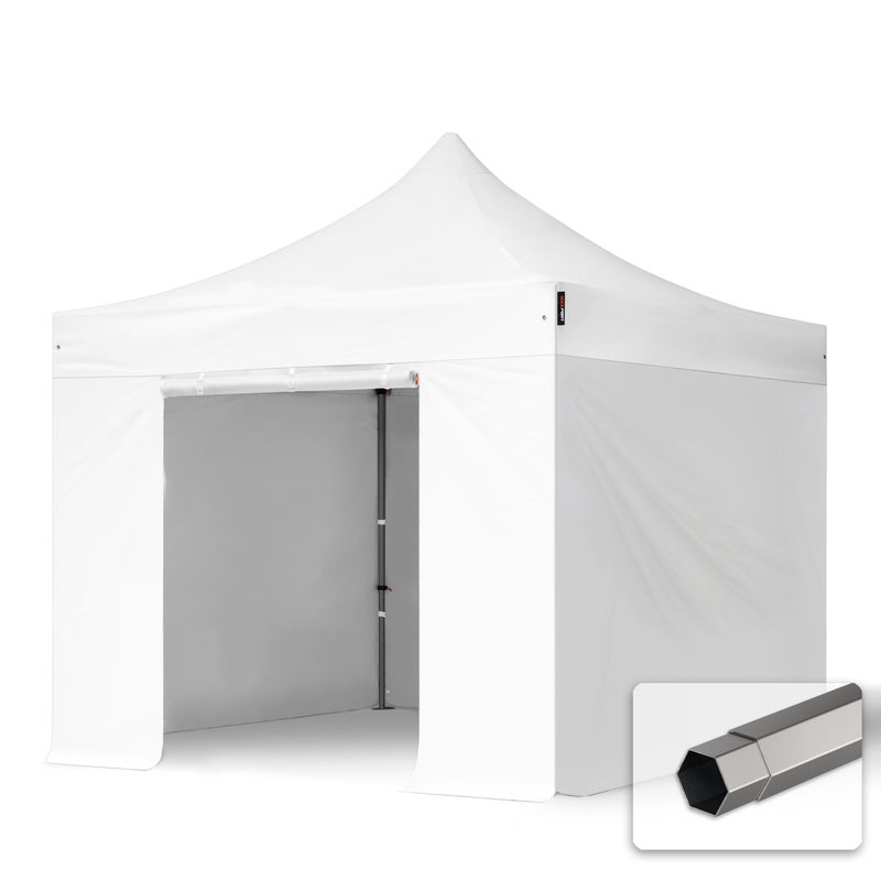 3x3 m Namiot Ekspresowy PREMIUM Stal 40 mm, trudnopalny, biały