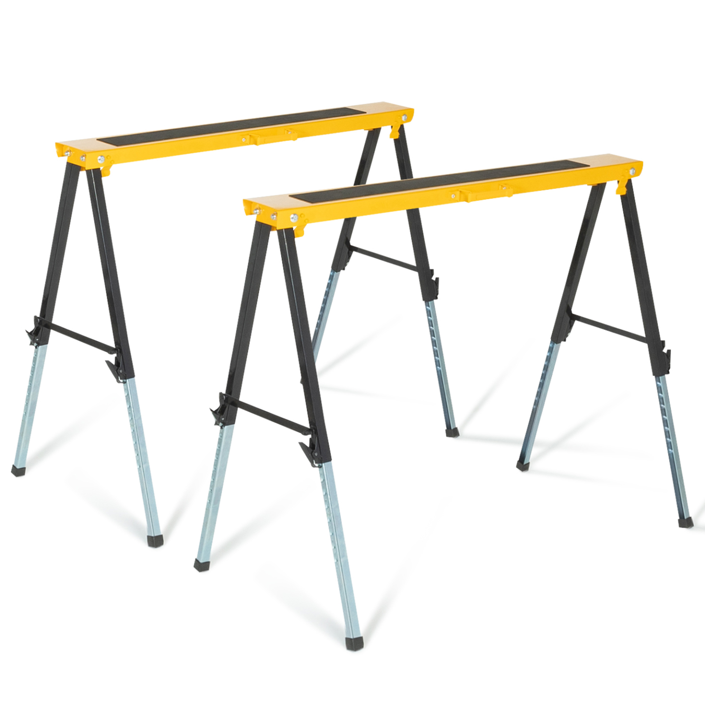 Lot de 2 tréteaux télescopiques pliables large plateau antiglisse - 2