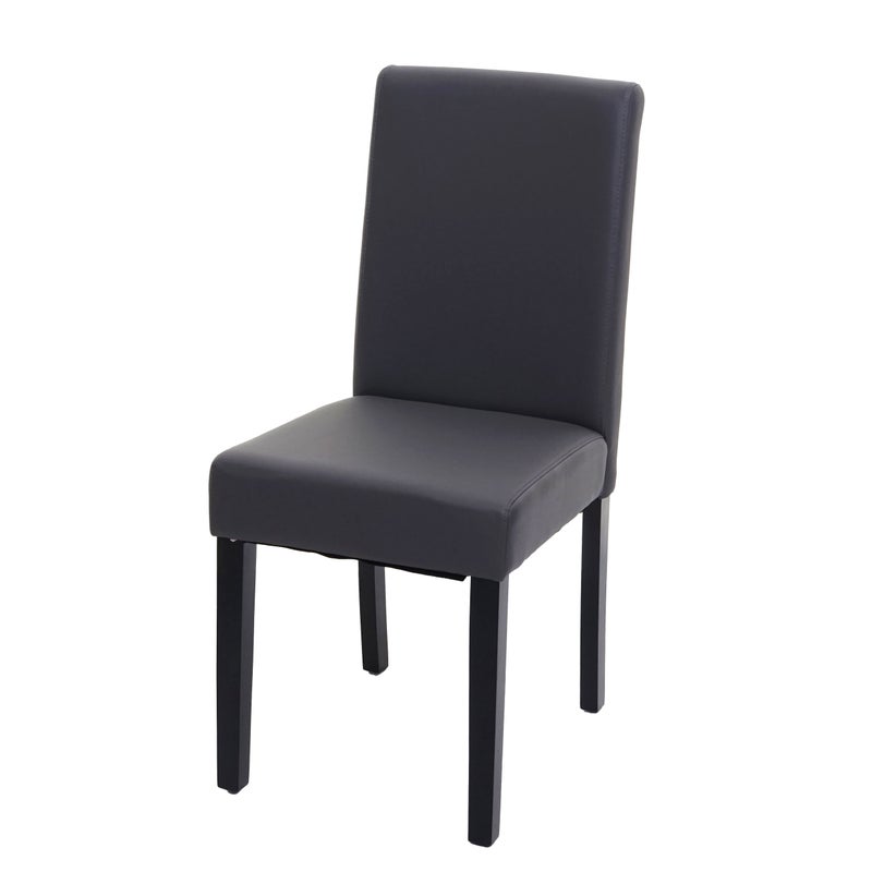 Krzesło do jadalni Littau, krzesło kuchenne, imitacja skóry ~ szary mat, ciemne nogi