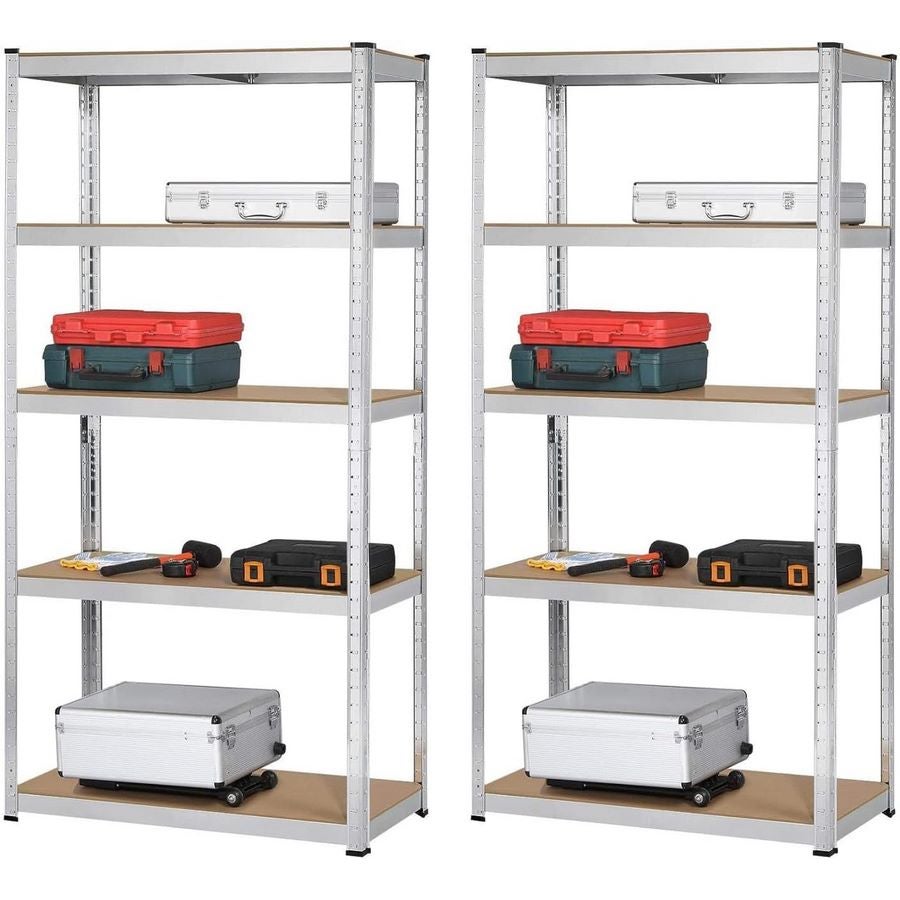 Set da 2 scaffale in metallo bianco con 5 ripiani da 875 kg - 3