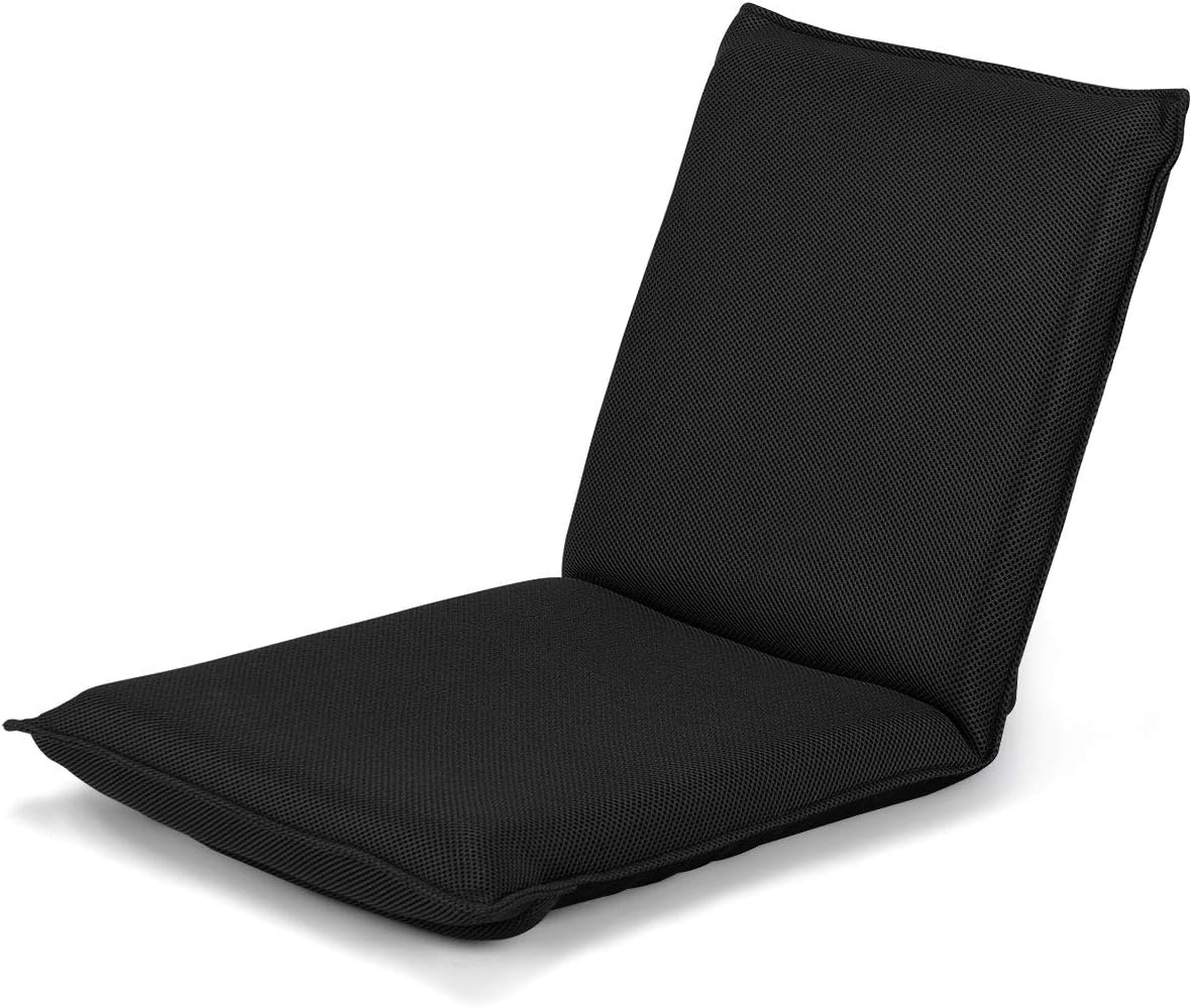 Składane Krzesło Podłogowe z 6 Regulowanymi Pozycjami, Kanapa, Składane Krzesło Podłogowe do Domu, Biura, 98 × 44 × 7 cm (Czarne)