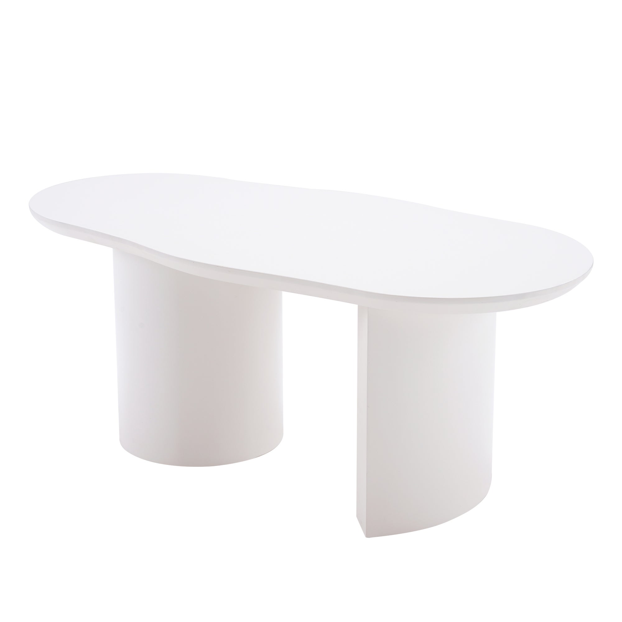 Table basse L 100cm - avec plateau incurvé irrégulier et élégant - Blanc - 7