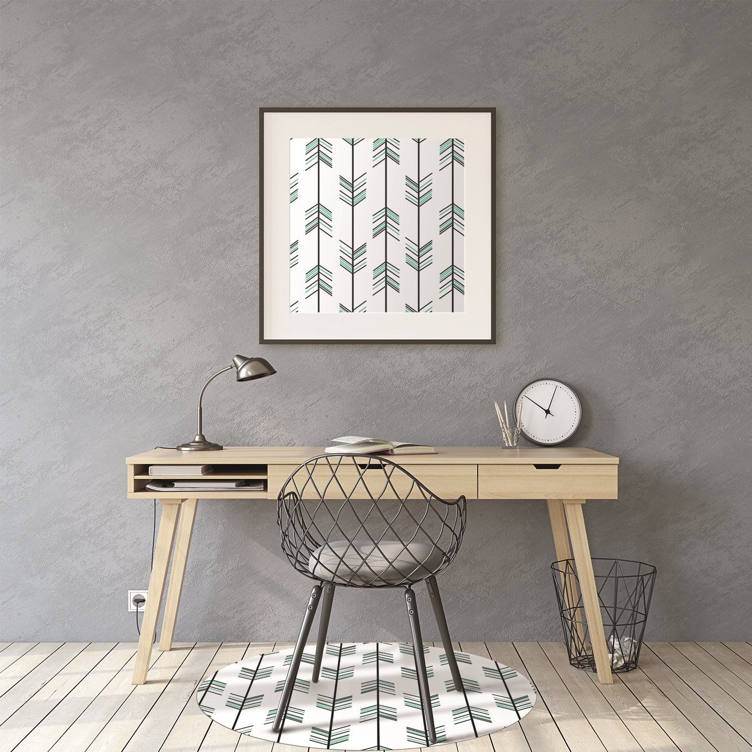 Tapis bureau, tapis de protection de sol Mosaïque ethnique, motif décoratif rond 100 cm – Tulup - 3