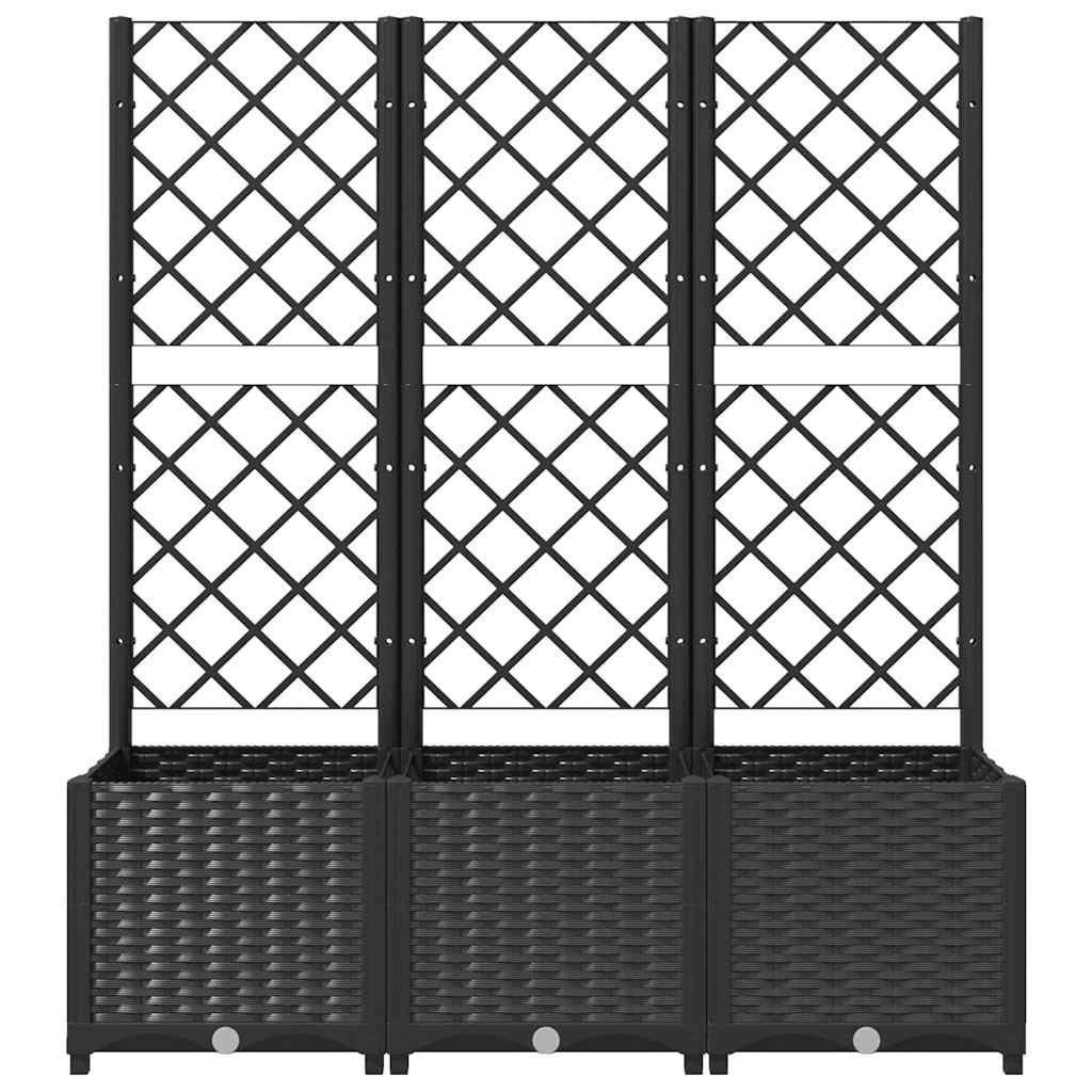 vidaXL Jardinière de jardin avec treillis Noir 120 x 40 x 136 cm PP - 5