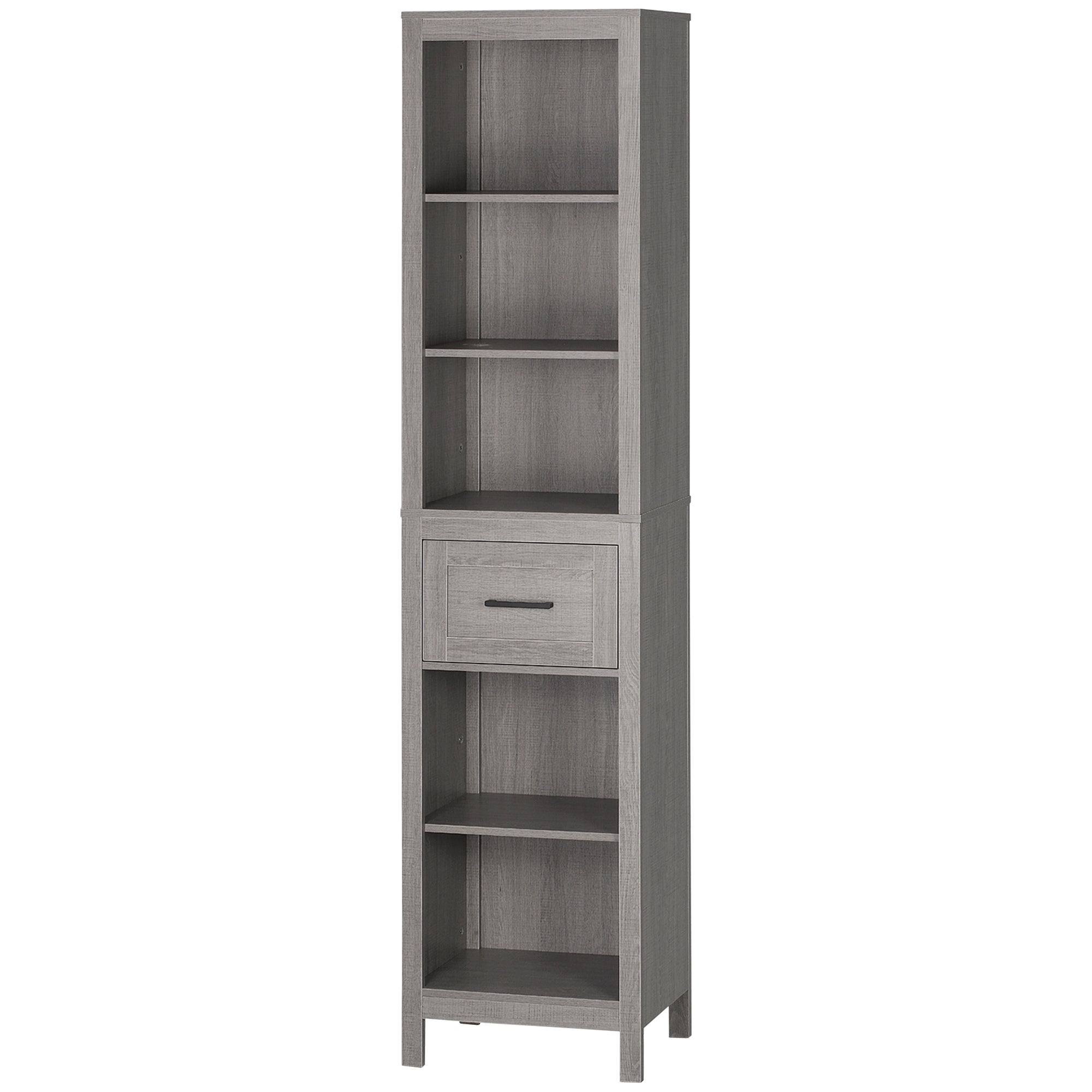 kleankin Colonna Bagno Salvaspazio con Cassetto e 2 Armadietti con Mensola Regolabile, Mobiletto Bagno Bianco Lucido 30x28x170cm