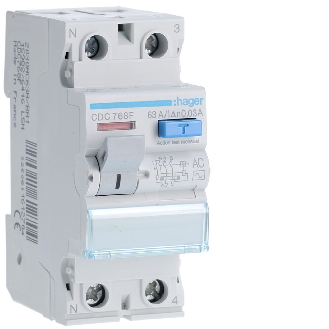 CFC140F | Interrupteur différentiel Hager CFC, 2 Pôles, 40A, 300mA, Type AC | RS CFC140F | Interrupteur différentiel Hager CFC, 2 Pôles, 40A, 300mA, Type AC | RS