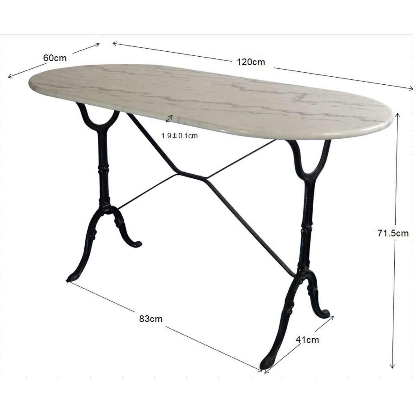 Table Bistrot 120x60cm marbre blanc Kare Design - 4