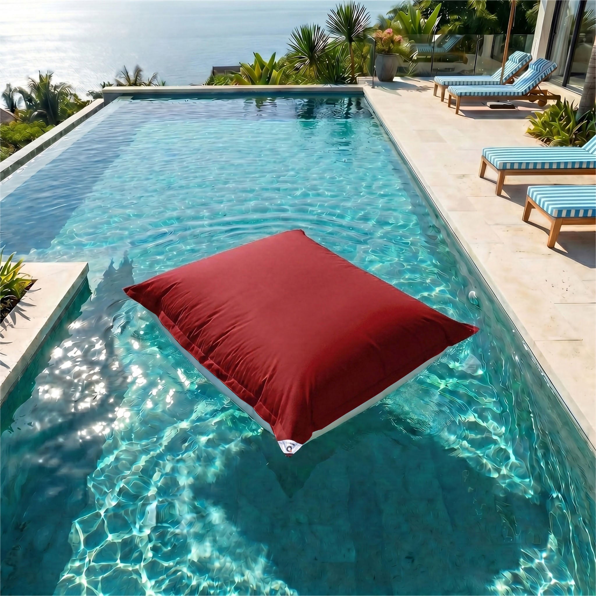 Housse pour Pouf Géant XXL 180x140cm Flottant pour Piscine - Rouge piment - 2