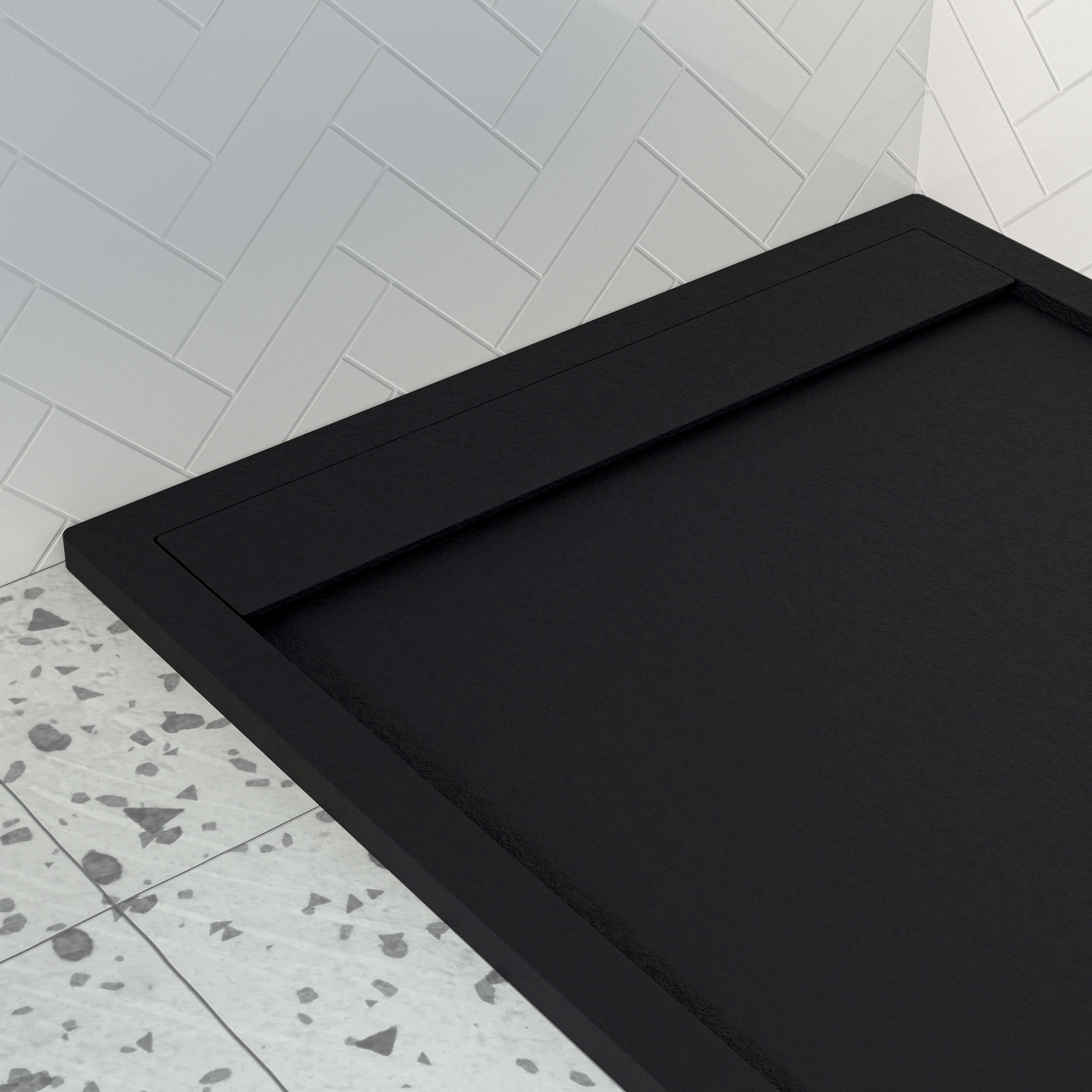 Receveur de douche en résine Obi 80x80 noir RAL 9005 avec siphon ...