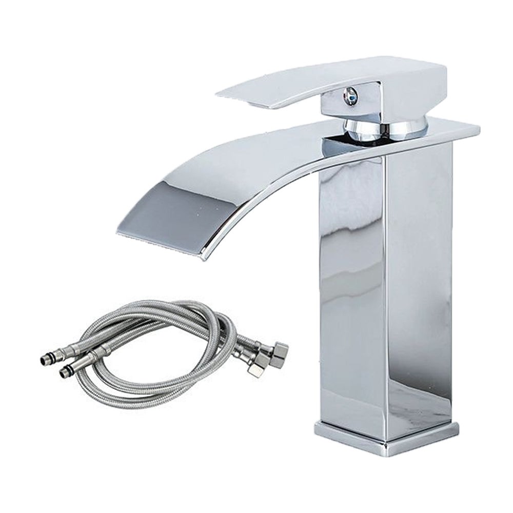 Bateria umywalkowa kaskadowa z zakrzywioną wylewką, mieszacz z mosiądzu, dostępna ciepła i zimna woda