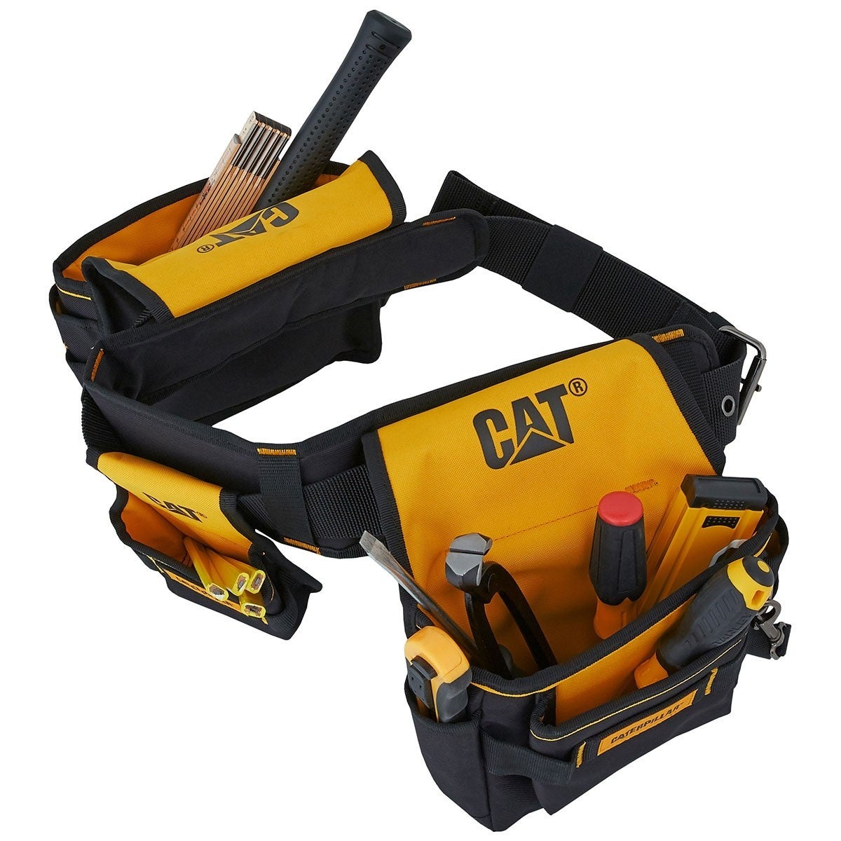 Cinto de ferramentas profissional Caterpillar Correia almofadada 3 bolsos Tamanho ajustável - 4