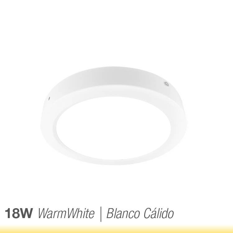 Foco LED Panel redondo de 22cm, 18W 1440lm de aplicar - Blanco - 3000K ...