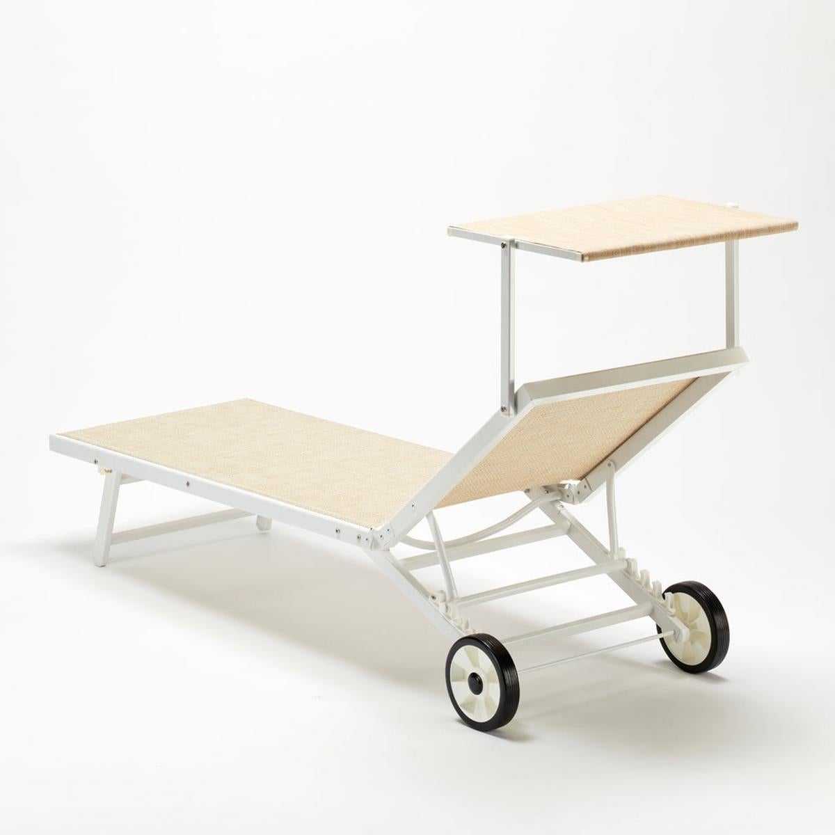 2 Bains de soleil avec roues transats piscine jardin aluminium Alabama - 5