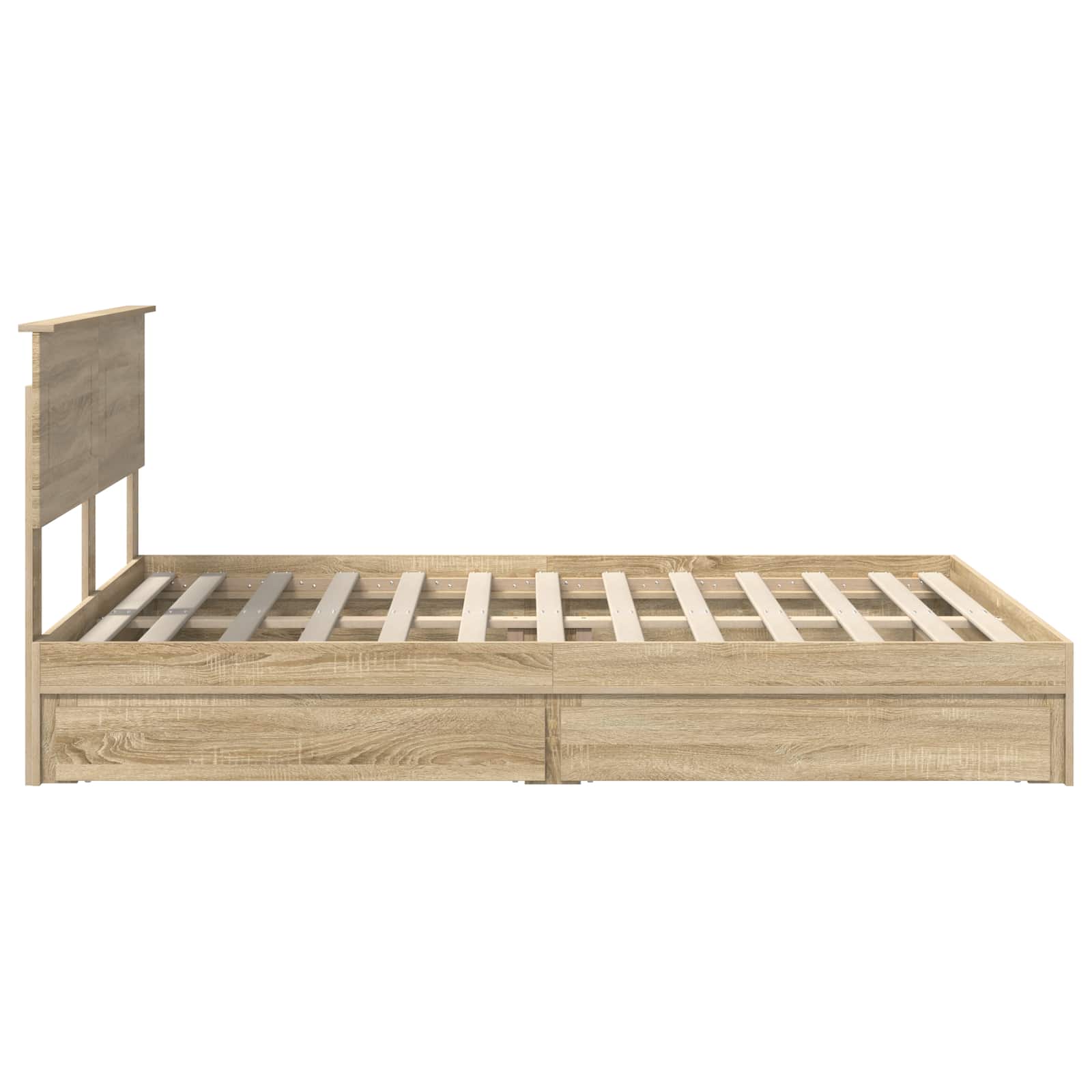 Lit de rangement chêne 140 x 200 cm panneau de bois - 9