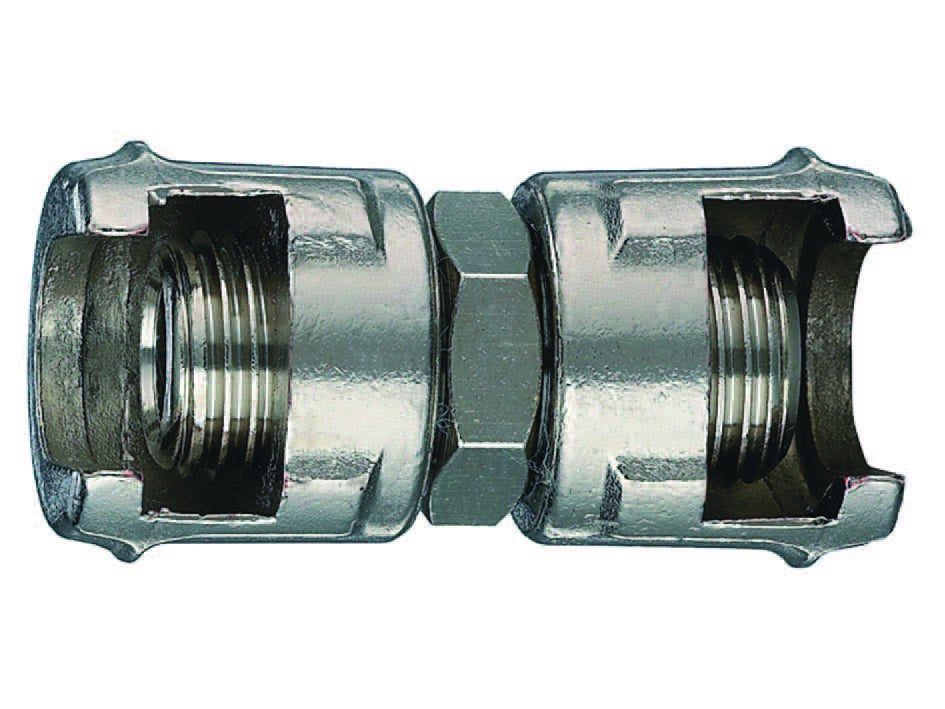 Raccord fou 2 écrous prisonnier laiton f12x17 - f15x21 Raccord fou 2 écrous prisonnier laiton f12x17 - f15x21