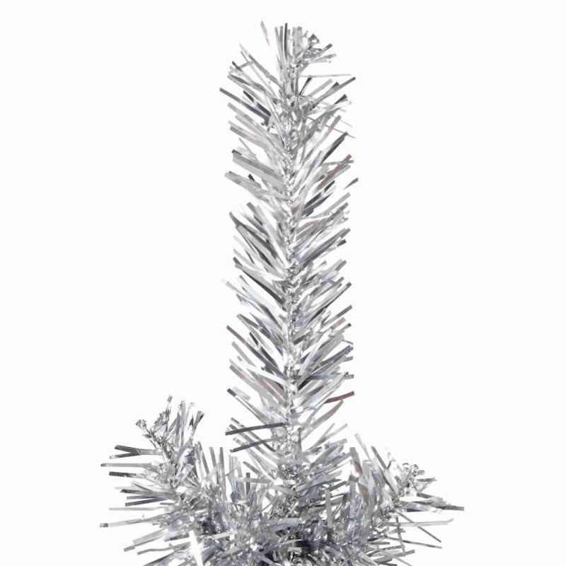 Albero Natale Artificiale Sottile a Metà Supporto Argento 120cm vidaXL - 5