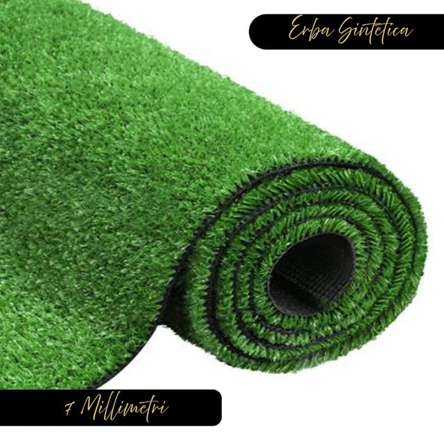Erba sintetica Prato finto artificiale 7 mm Tappeto Manto Erboso Drenante per Giardino Balcone Piscina Terrazzo Anti UV 1x1MT