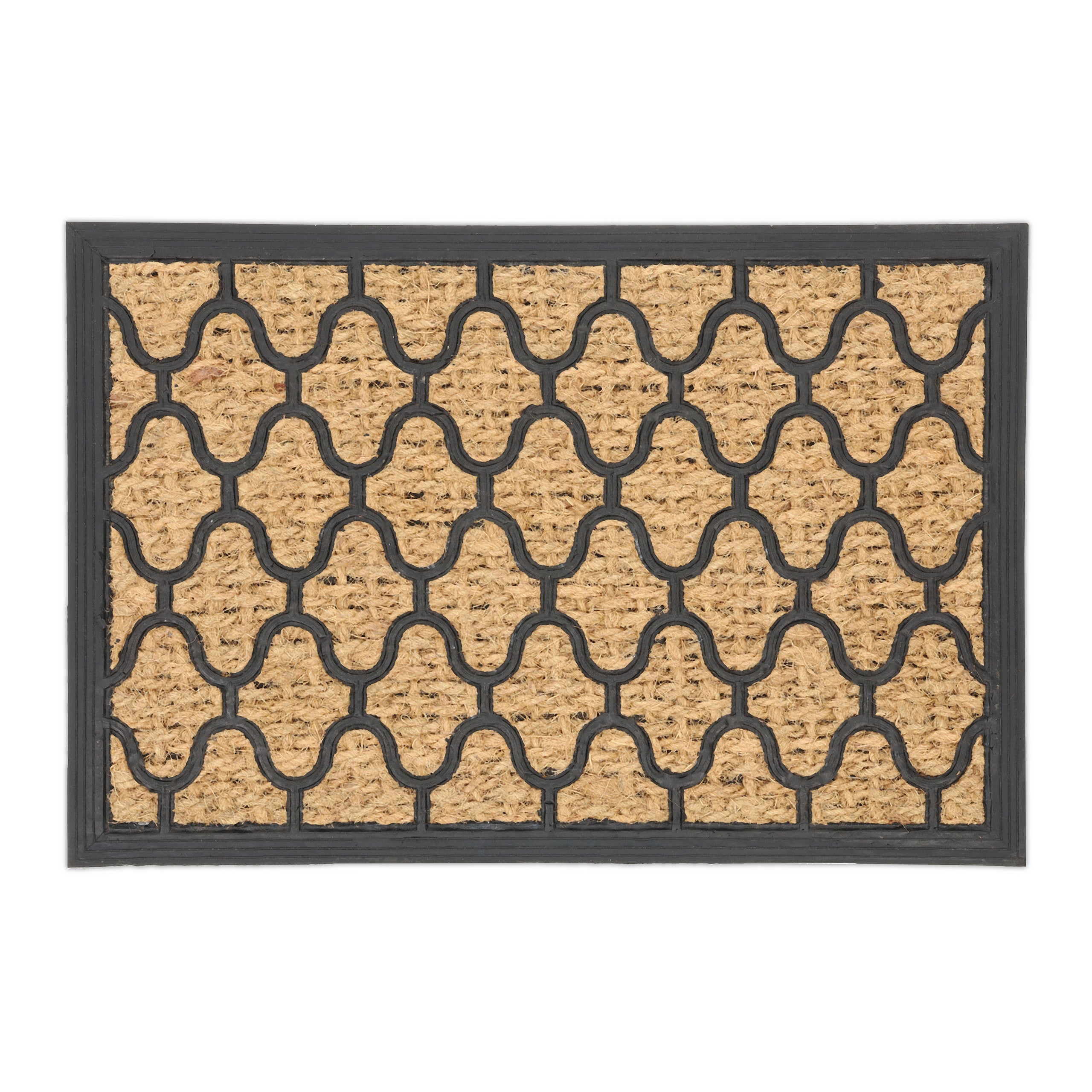Relaxdays felpudo coco y goma, alfombrilla puerta entrada, 40x60cm, antideslizante, interior y exterior, natural y negro