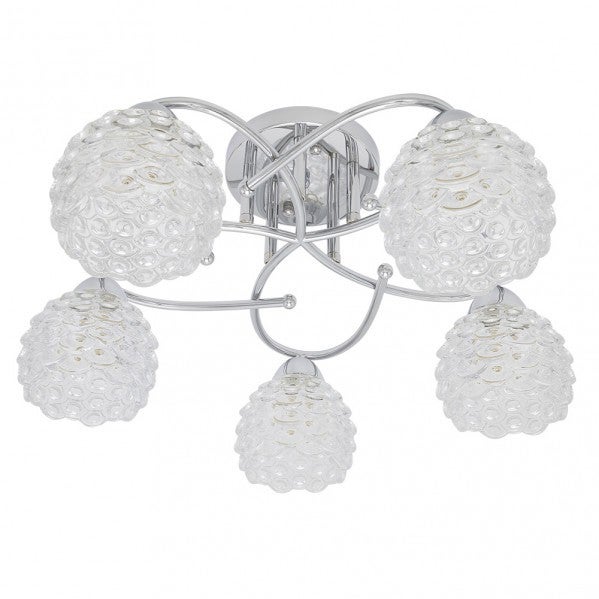 Lampe BAGAN 5 lumières avec abat-jour en verre chromé 23x49x49 Fabrilamp - 2