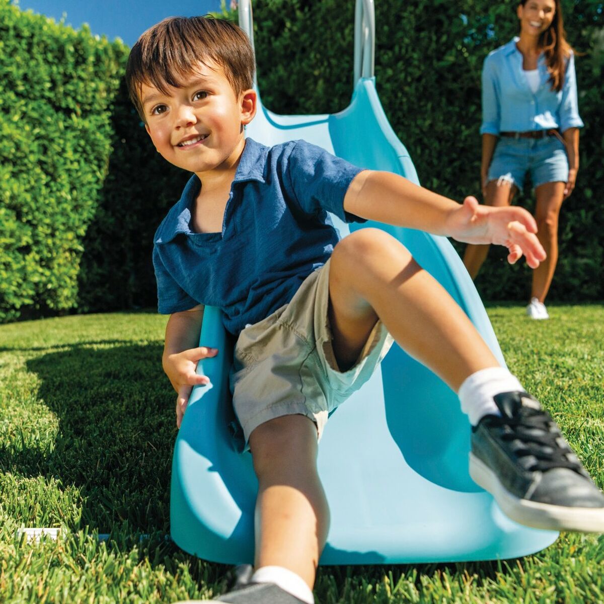 Toboggan Exterieur enfant - INTEX - L - Longueur 196cm Hauteur 119 cm - 2 Marches - 8