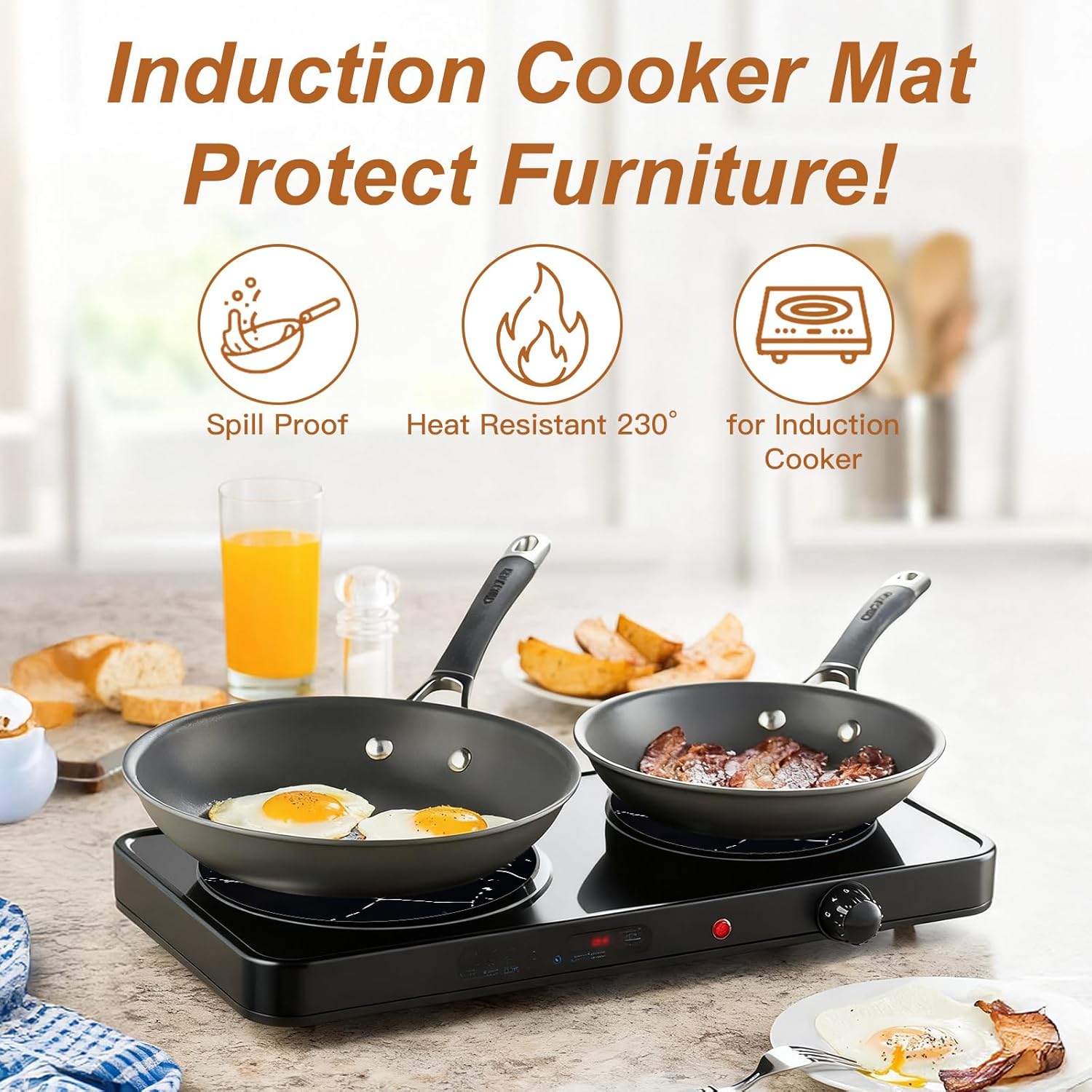 9 Pièces Protection Plaque Induction, Protege Plaque Induction, Protege Plaque de Cuisson, Tapis en Silicone pour Cuisine, Protection Plan de Travail - 4