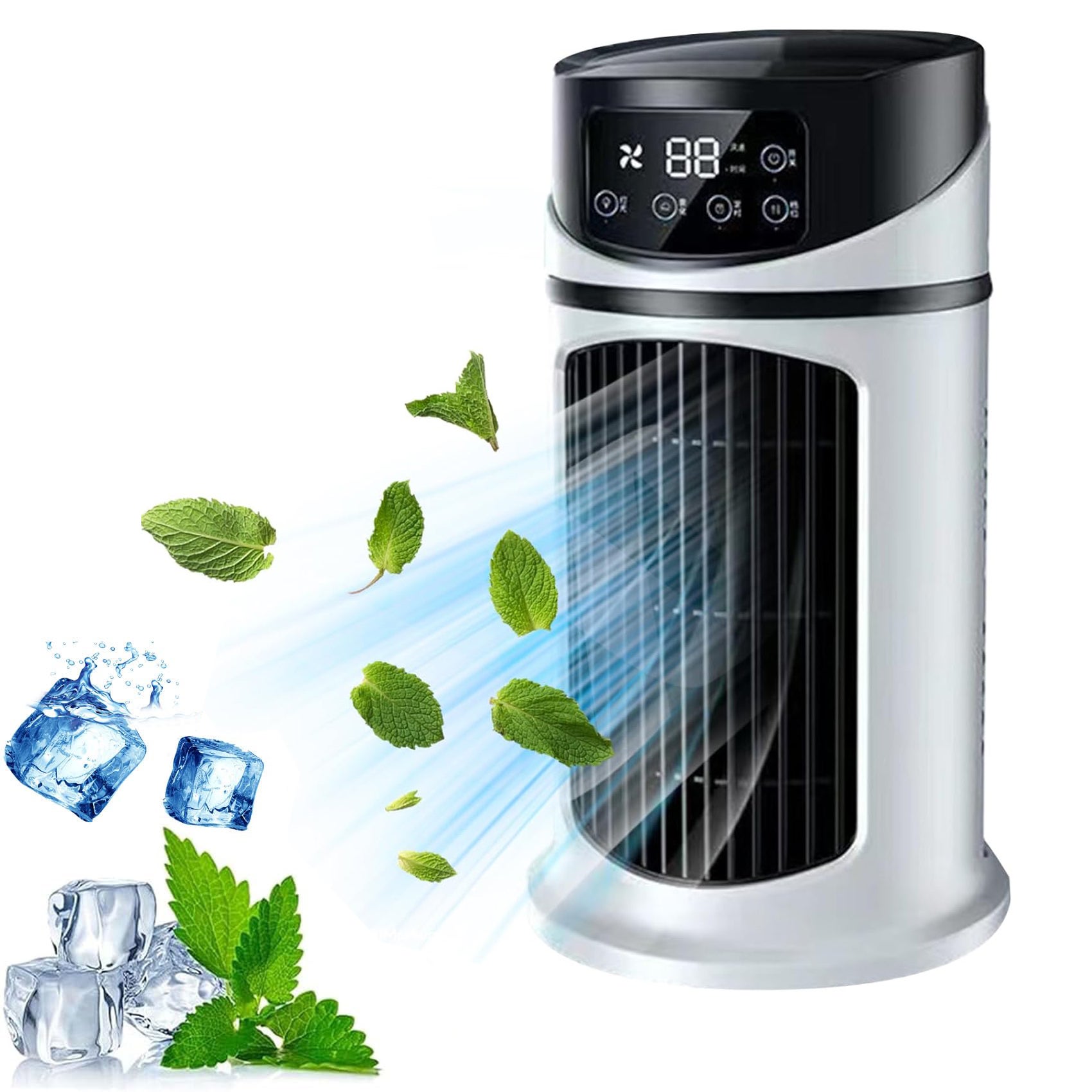 Klimatyzatory przenośne, wentylatory wieżowe, 6 prędkości, chłodnica parowa, 6-godzinny timer, cichy wentylator zraszający