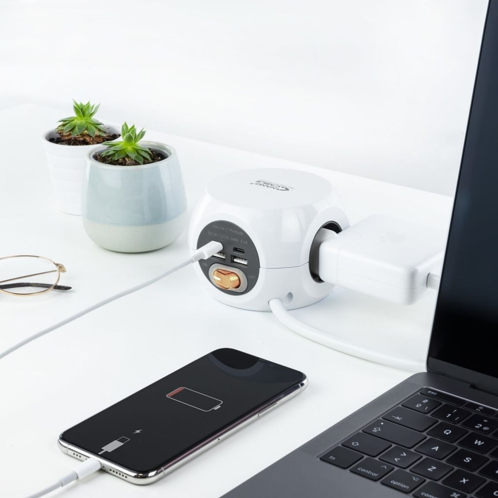 Regleta Nanocable 10.37.0001/ 3 Tomas de corriente/ 2 USB - 2 USB Tipo-C/ Blanca - 6