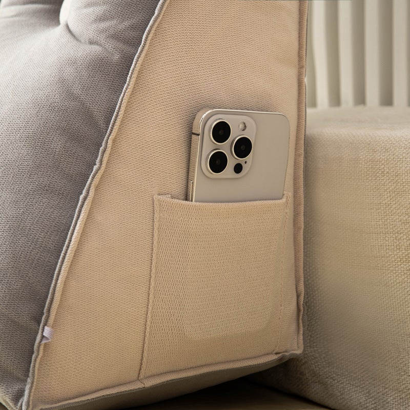 Coussin de dossier avec appui-tête, jeté de lit, soutien lombaire, amovible et lavable, pour chambres (gris argenté, 45 x 55 x 25 cm (1 pièce)) - 4