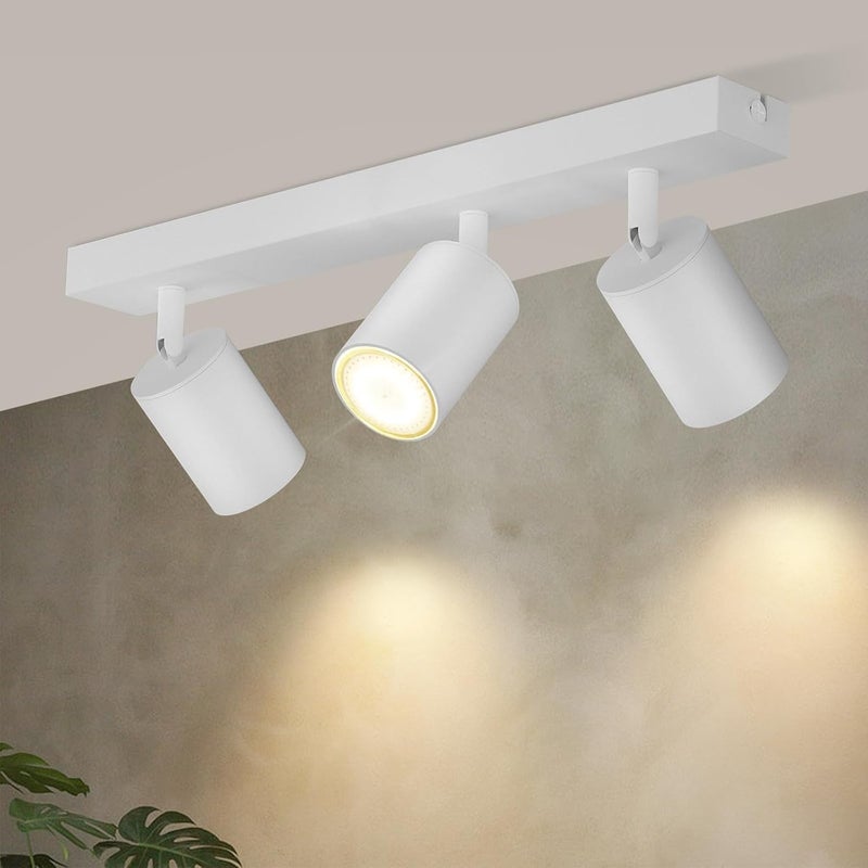 ZMH 3 maks. 25 W, lampy sufitowe GU10, białe, obrotowe 350°, nowoczesne oświetlenie korytarza, kinkiet industrialny do salonu, sypialni i kuchni