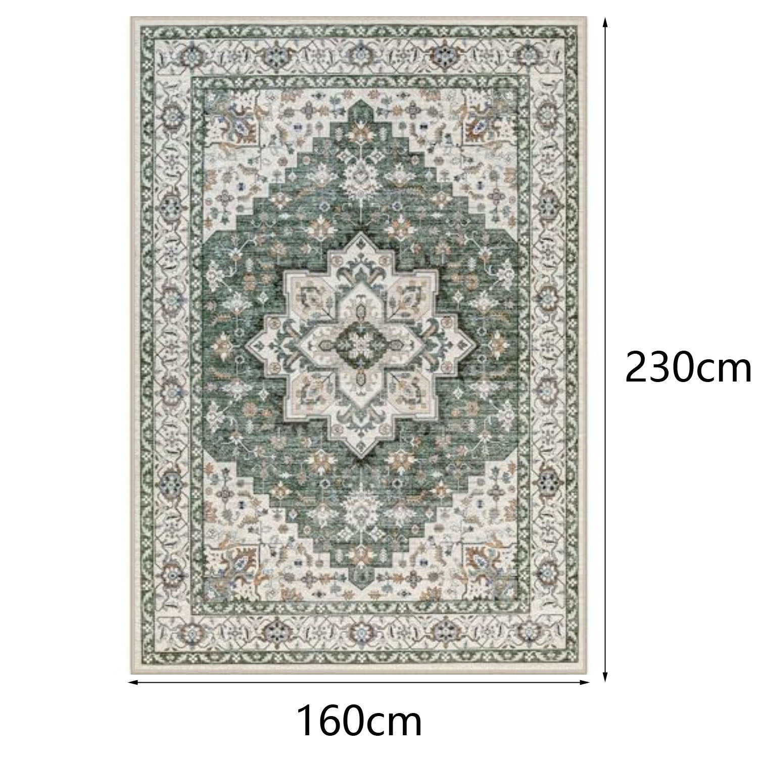 ZAEWRY Tappeto bohémien, tappeto vintage per camera da letto e sala da pranzo, tappetino lavabile, tappetino antiscivolo per soggiorno (160 * 230 cm) - 2
